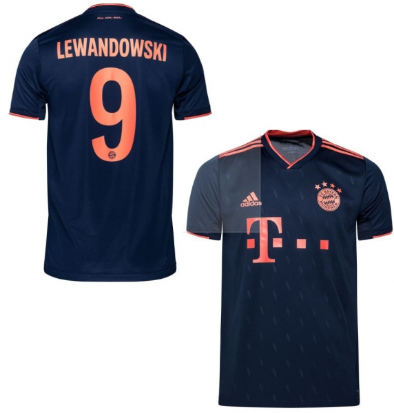 Adidas FC Bayern München Trikot 9 Robert Lewandowski 2019/20 Auswärts 3rd Marine blau Herren M