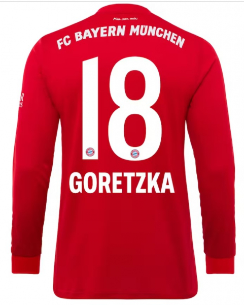 Adidas FC Bayern Munich jersey 18 Leon Goretzka 2020/21 home red longsleeve T-com men's M