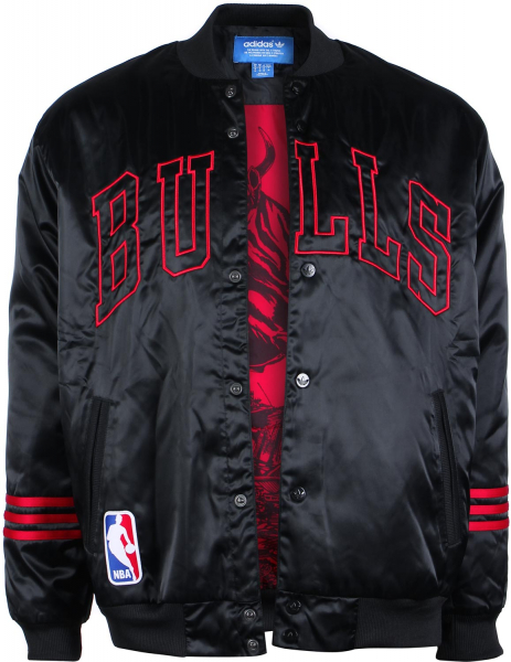 Adidas Chicago Bulls Jacke NBA Basketball Originals Satin College Schwarz Herren XL