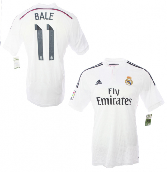 Adidas Real Madrid Trikot 11 Gareth Bale 2014/15 Heim weiß Fly Emirates Herren M und L