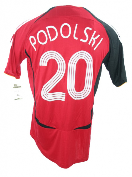 Adidas Germany Jersey 20 Lukas Podolski World cup 2006 Red/Black men's XXL
