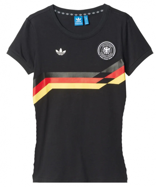 Adidas Originals Deutschland T-shirt DFB WM 90 1990 Tee schwarz Trikot Damen D - 36