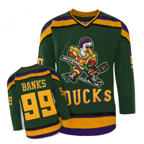 Anaheim Mighty Ducks Trikot 99 Adam Banks NHL Film Grün Neu Herren S/M/L/XL/XXL/XXXL