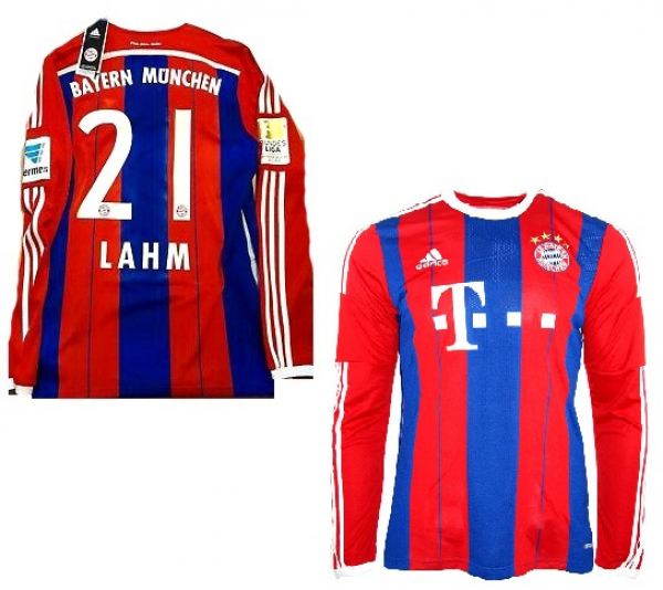 Adidas FC Bayern München Trikot 21 Philipp Lahm 2014/15 langarm heim neu blau rot gestreift Herren M