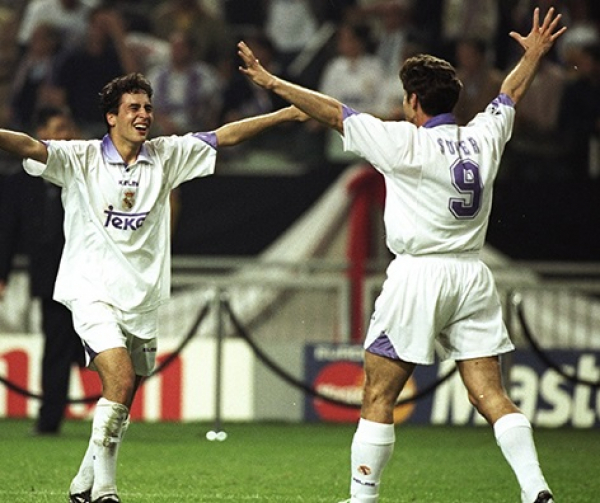 Kelme Real Madrid Trikot 9 Davor Suker mit Hose/Shorts 1996/97 Teka Weiß CL Herren XS=164cm = Talla 12