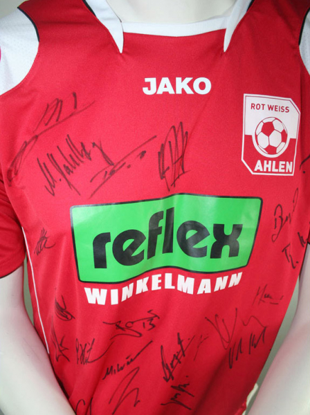 Jako Rot Weiss Ahlen jersey hand signatured new home men's S/M/L/XL/XXL