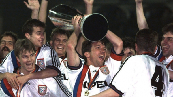 Adidas FC Bayern München Trikot 1996 7 Scholl 10 Matthäus Uefa Pokal Sieger Opel weiß Herren S-M/M/L/XL/XXL