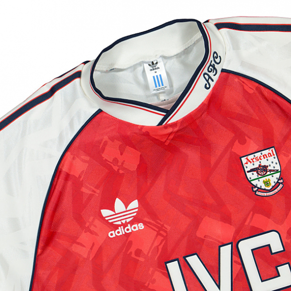 Adidas Originals Arsenal London Trikot Equipment JVC 1990/91 1991/92 heim rot weiß Herren 2XL