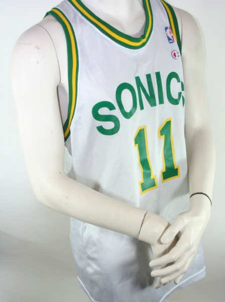 Champion Seattle Super Sonics Trikot 11 Detlef Schrempf weiß NBA 90er Herren XL