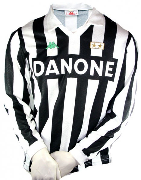 Kappa Juventus Turin Trikot 1992-94 Danone heim weiß schwarz langarm Herren L