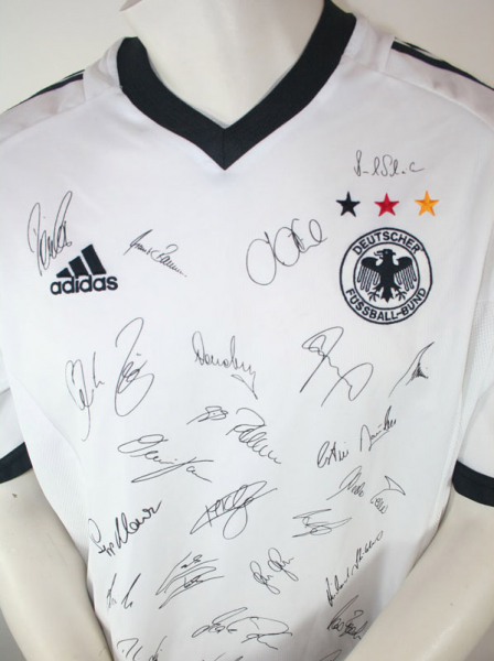 Adidas Deutschland Trikot WM 2002 Team handsigniert Heim Weiß DFB Herren XL