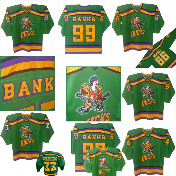 Anaheim Mighty Ducks Trikot individuelle Beflockung NHL Film Grün Neu Herren S/M/L/XL/XXL/XXXL