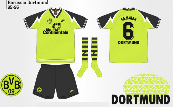 Nike Borussia Dortmund Trikot 1995/96 BVB Die Continentale Heim CL Herren S/M/L/XL oder XXL/2XL