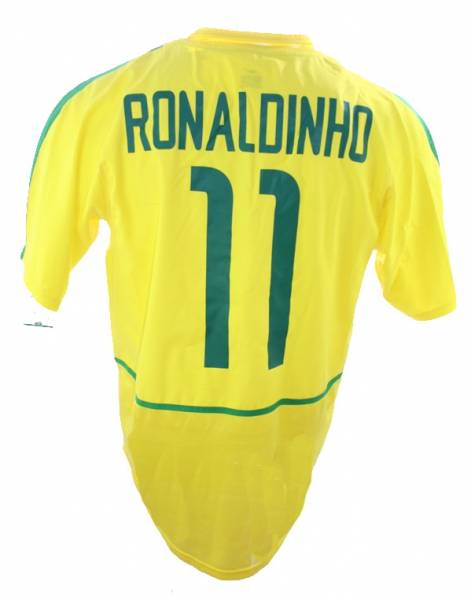Nike Brazil jersey World Cup 2002 11 Ronaldinho home yellow world champion men's XL