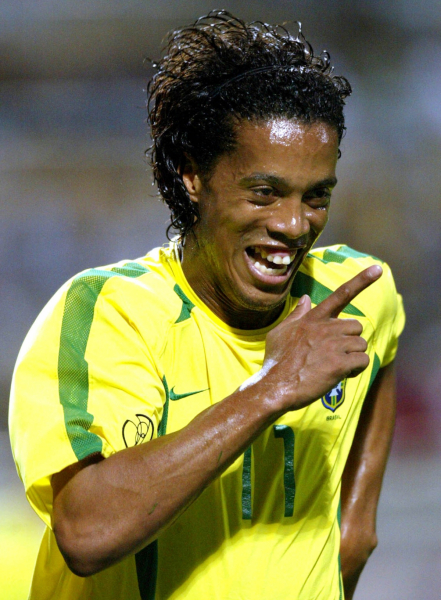 Nike Brasilien Trikot 11 Ronaldinho WM 2004 Gelb Heim Weltmeister Herren XXL/2XL