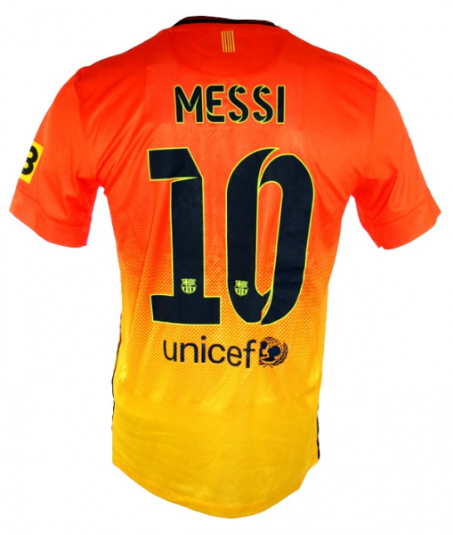 Nike FC Barcelona camiseta 10 Lionel Messi 2012/13 Qatar naranja señor M o L