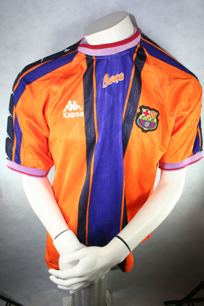 Kappa FC Barcelona Trikot 7 Luis Figo 1997/98 Orange Auswärts Herren XL