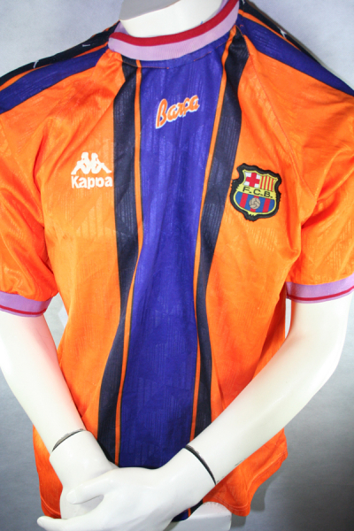 Kappa FC Barcelona Trikot 7 Luis Figo 1997/98 Orange Auswärts Herren XL