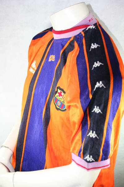 Kappa FC Barcelona Trikot 7 Luis Figo 1997/98 Orange Auswärts Herren XL