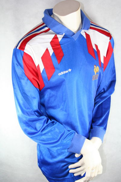 Adidas Frankreich Trikot WM 1990-1992 Blau Langarm Heim Herren L