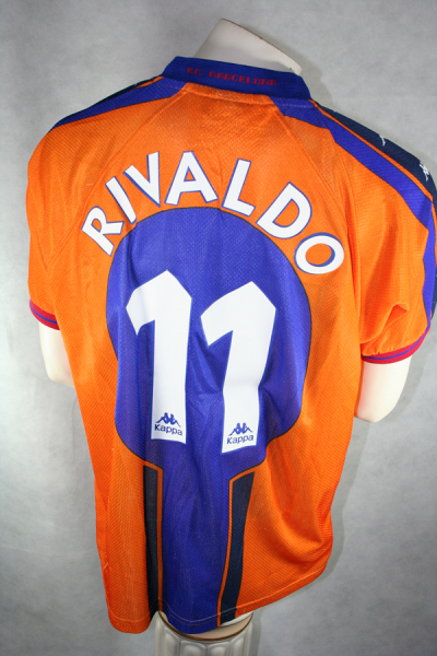 Kappa FC Barcelona Trikot 11 Rivaldo 1997/98 Away Orange Match Issued Herren XL