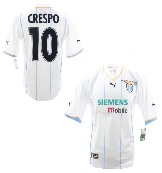 Puma Lazio Rom Trikot 10 Hernan Crespo 2001/2002 away Siemens Weiß/Blau Herren M