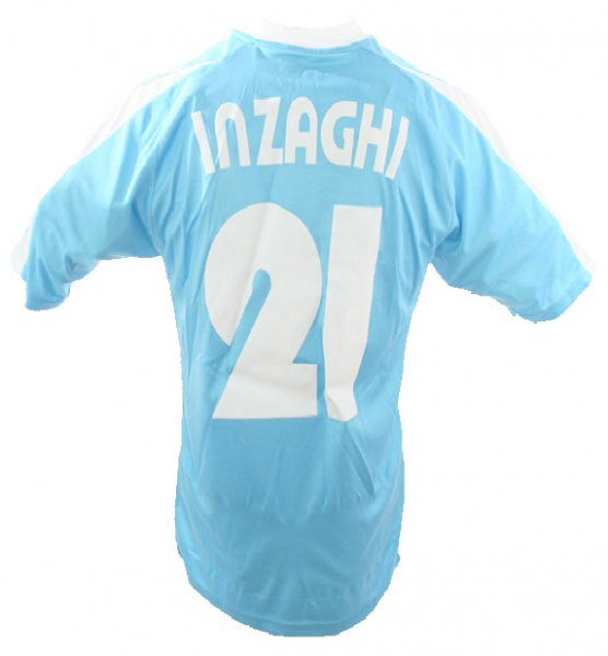 Puma Lazio Rom Trikot 21 Simone Inzaghi 2003/2004 Heim Parmacotto Neu Blau/Weiß Herren L