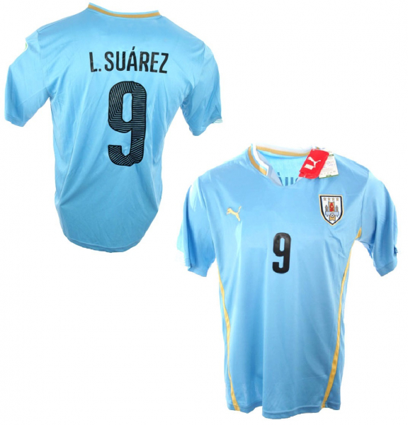 Puma Uruguay camiseta 9 Luis Suarez copa del mundo 2014 home azul nuevo senor XL