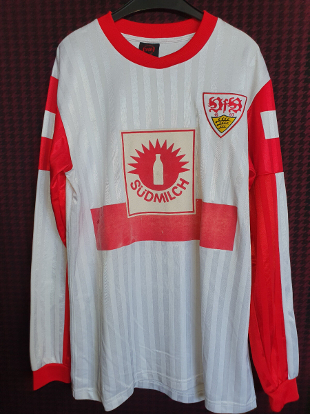Retro VfB Stuttgart Trikot 1992 Meister Südmilch weiß heim langarm Herren M