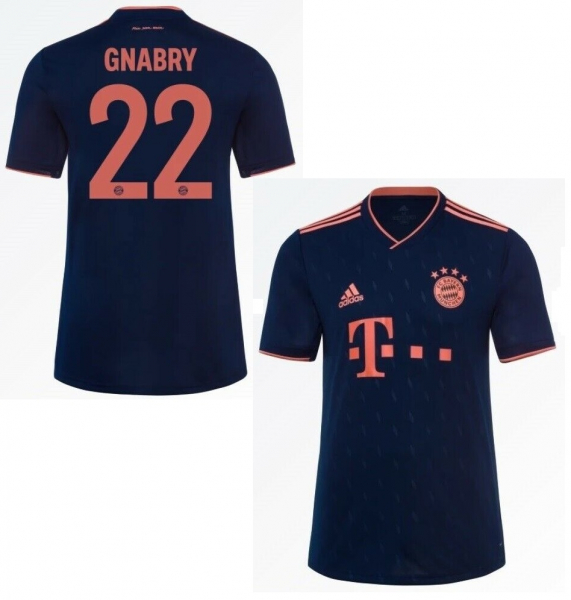 Adidas FC Bayern München Trikot 22 Serge Gnabry 2019/20 CL 3rd auswärts Telekom heim Marine navy Herren L