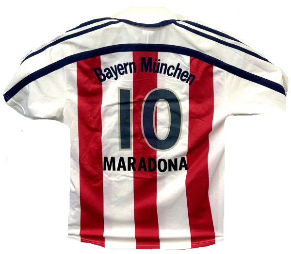Adidas FC Bayern München Trikot 10 Diego Maradona 2000/01 CL Sieg Away Opel Weiß Rot Herren S, M, L oder XL