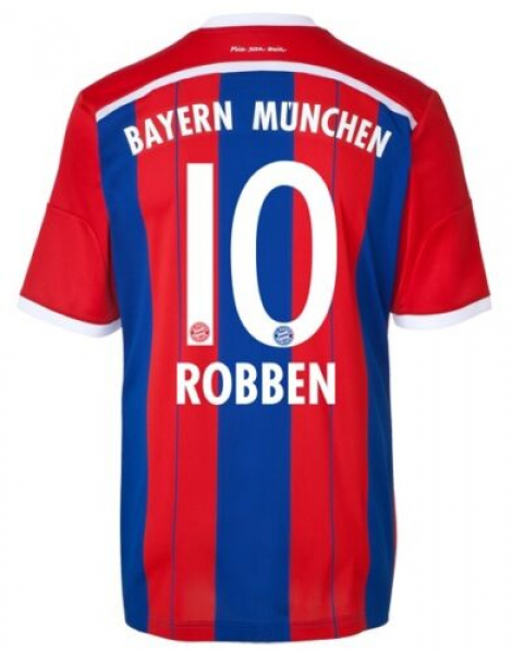 Adidas FC Bayern Munich jersey 10 Arjen Robben 2014/15 home red blue kids 9y - 10y 140 cm (b-stock)