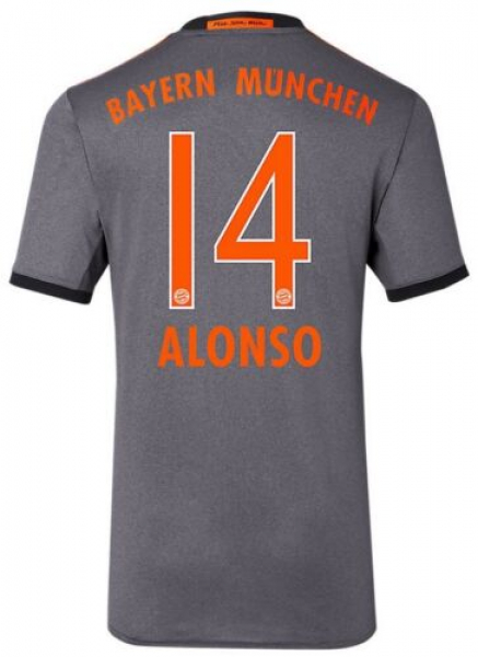 Adidas FC Bayern München Trikot 14 Xabi Alonso 2016/17 Auswärts grau 3rd Herren XL