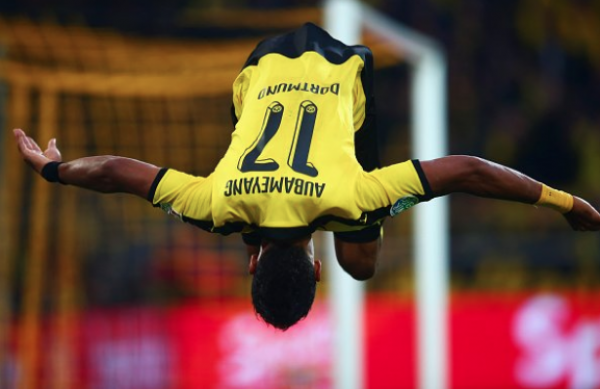 Puma Borussia Dortmund Trikot 17 Aubameyang 2014/15 matchworn langarm BVB Herren L