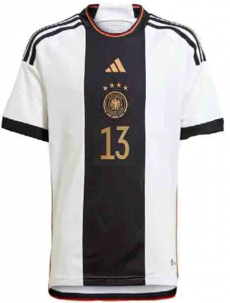 Adidas Deutschland Trikot 13 Thomas Müller WM 2022 heim weiß DFB 4 Sterne Herren S, M, L oder XL