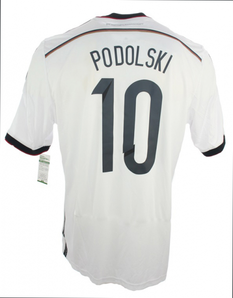 Adidas Deutschland Trikot 10 Lukas Podolski WM 2014 DFB NEU heim weiß Herren XL