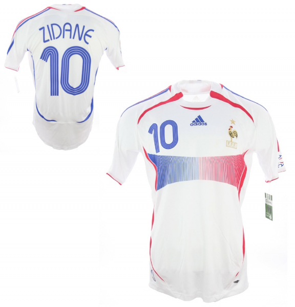 Adidas Frankreich Trikot 10 Zinedine Zidane WM 2006 Weiß Herren XL