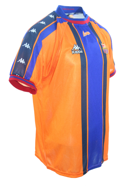 Kappa FC Barcelona Trikot 11 Rivaldo 1997/98 Away Orange Match Issued Herren XL