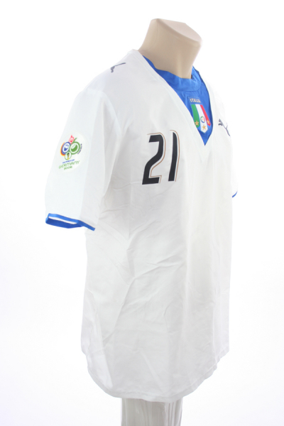 Puma Italien Trikot 21 Andrea Pirlo WM 2006 Weltmeister Weiß Herren M/L
