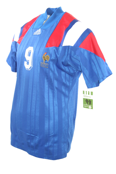 Adidas Frankreich Trikot 9 Jean-Pierre Papin Euro 1992 Heim Blau Herren M