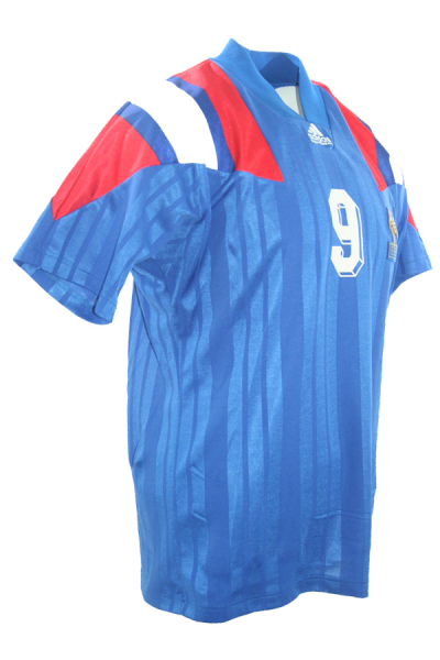 Adidas Frankreich Trikot 9 Jean-Pierre Papin Euro 1992 Heim Blau Herren M