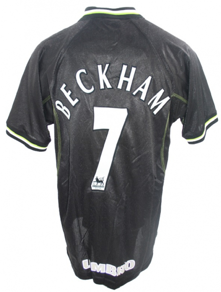 Umbro Manchester United camiseta 7 David Beckham 1998/99 Sharp negro señor L o XL